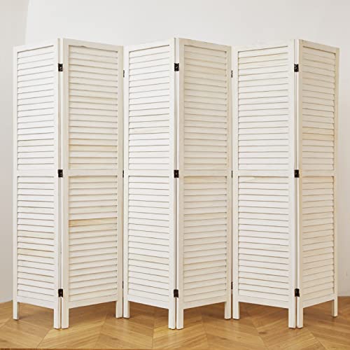 Room Partitions and Dividers, 5.6 Ft Tall Folding Wood Screen, 4 Panels S6959