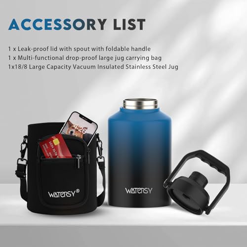 128oz Insulated Stainless Steel Water Bottle with Handle, Black W803