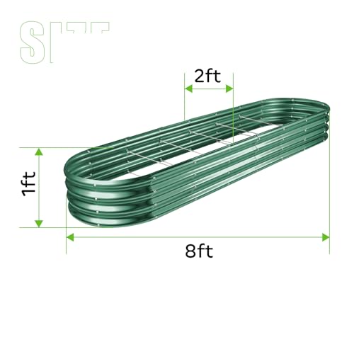 Land Guard 8ft Galvanized Raised Garden Bed Kit, Oval Metal Outdoor Planter Box, Silver D8675