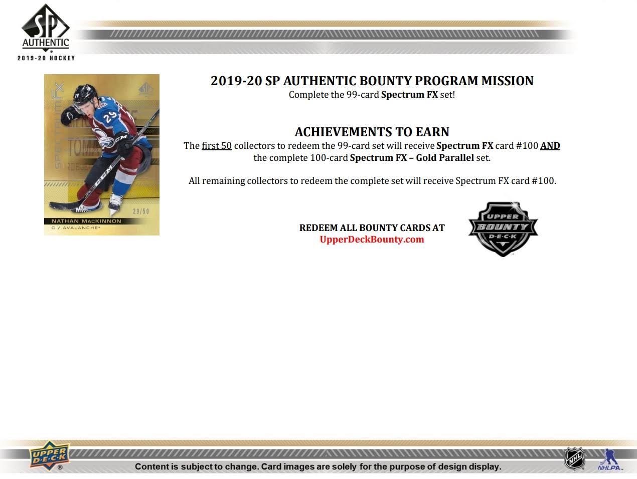 2019-20 Upper Deck SP Authentic Hockey Hobby Box T905