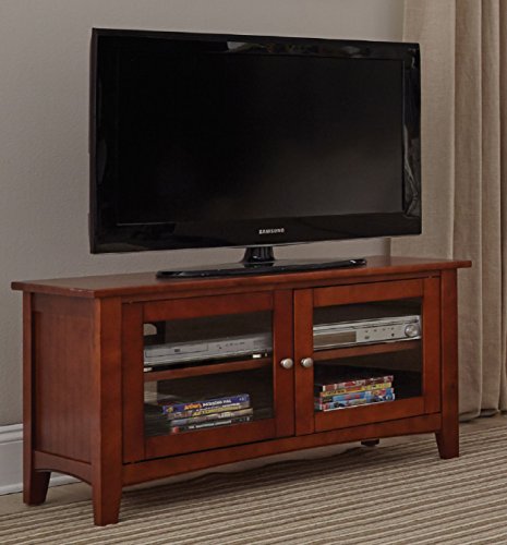 Shaker Cottage TV Stand, Espresso, Hardwood Media Console with Glass Cabinet K52752