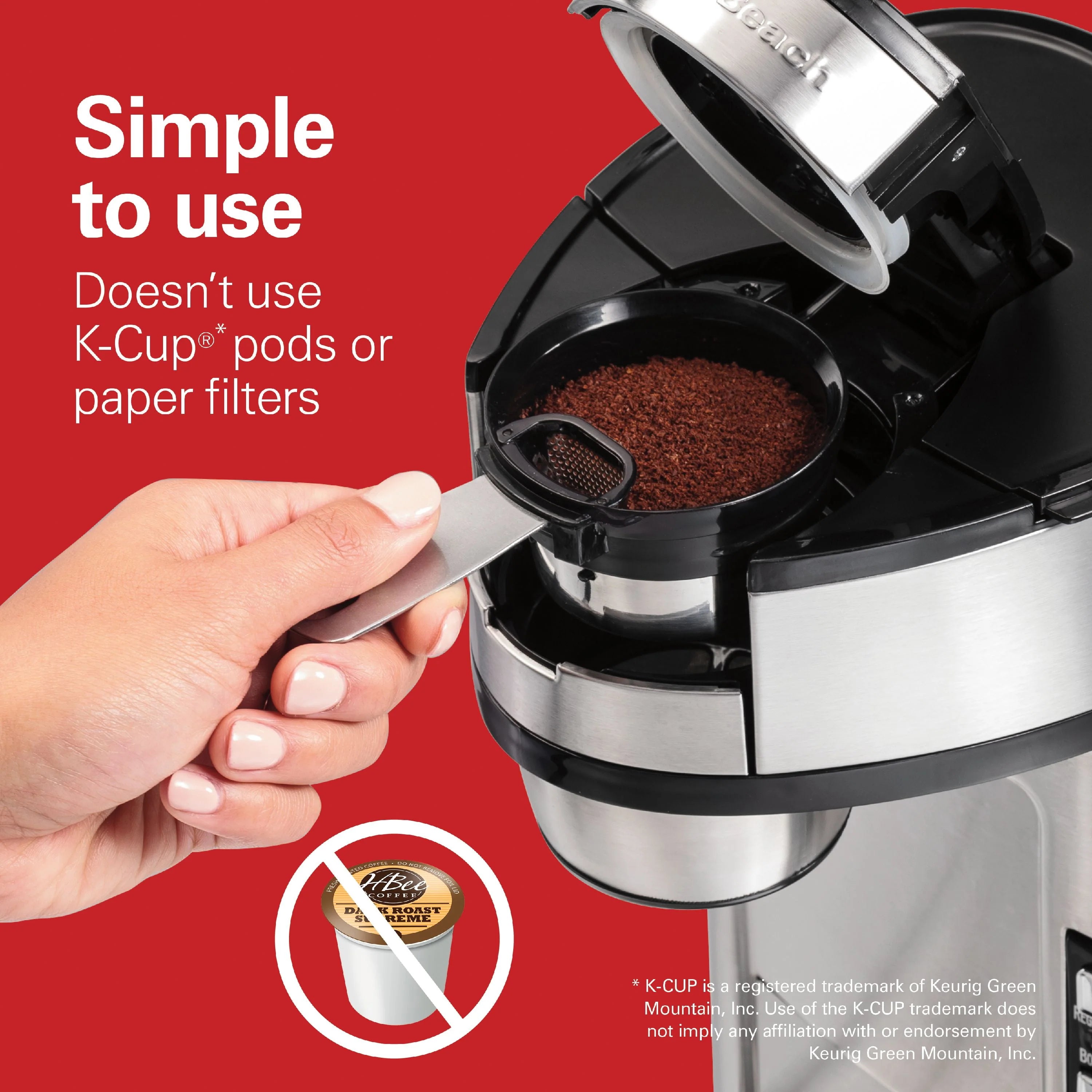 Hamilton Beach The Scoop Single-Serve Coffee Maker, 14 oz., Stainless Steel B83985