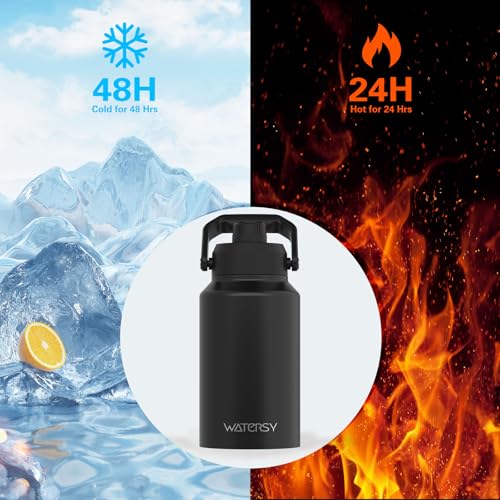 128oz Insulated Stainless Steel Water Bottle with Handle, Black W803