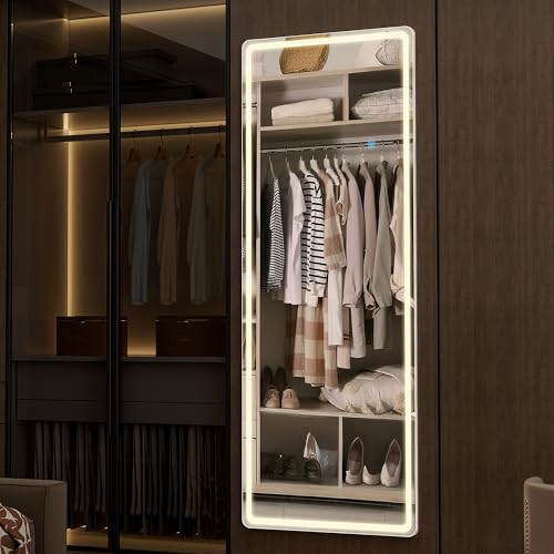 Arched Full Length Mirror with LED Lights, 60"x16" Floor Mirror with Stand T719302