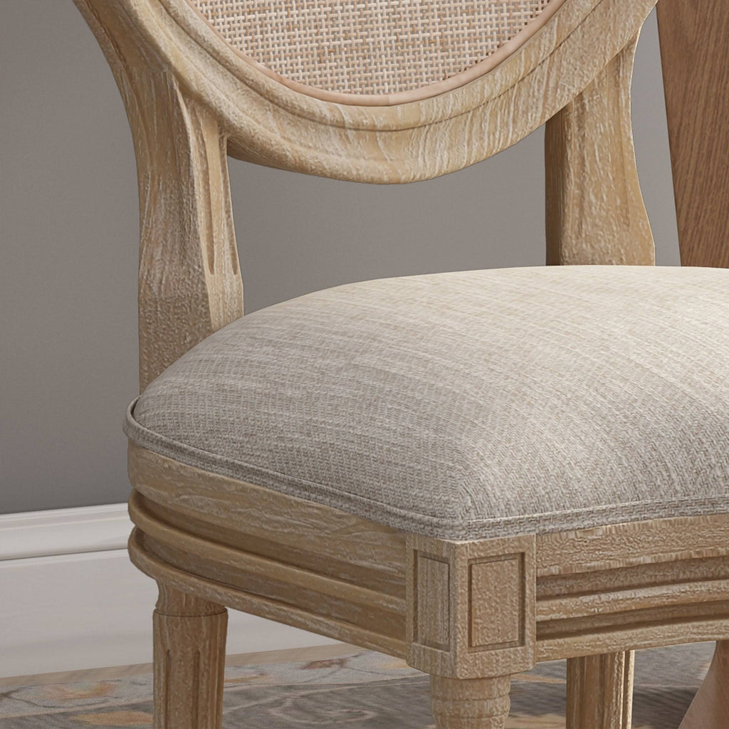 Christopher Knight Home Epworth Wooden Dining Chair with Wicker and Fabric Seating, Set of 2, Light Blue Y176