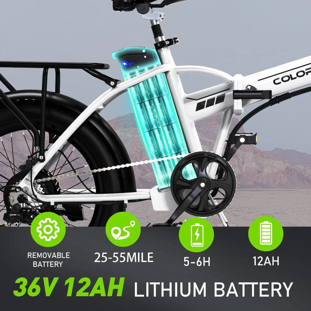 COLORWAY 20x3.0 Fat Tire Electric Bike, Foldable Mountain E-Bike with 500W Motor Y6526