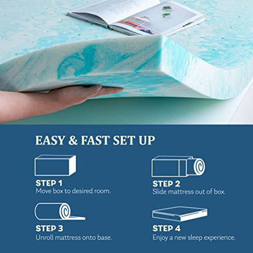 EGO Topper 2 Inch Twin Memory Foam Mattress Topper, Gel Infused, CertiPUR-US Certified F677