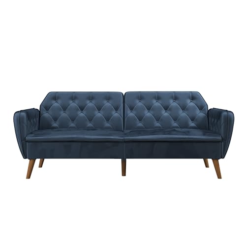 Novogratz Tallulah Memory Foam Futon Convertible Couch, Camel Faux Leather F5939