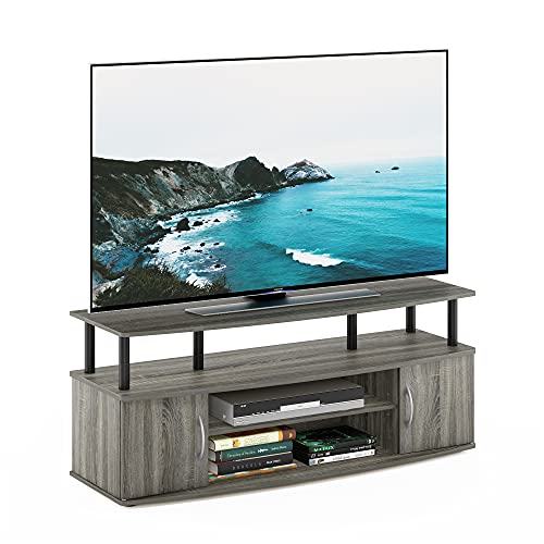 Furinno JAYA Large Entertainment Stand for TV Up to 55 Inch, French Oak Grey/Black V100781