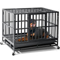 Oranland 48 inch Heavy Duty Dog Crate for Large Dogs, Double Door with Wheels J273901