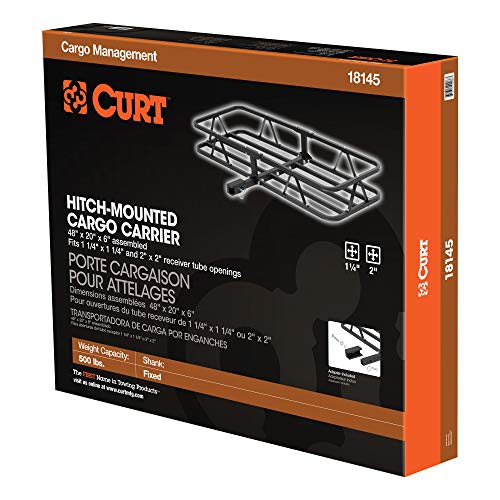CURT 18145 48 x 20-Inch Hitch Cargo Carrier, 500 lbs Capacity, Black Steel Y515326