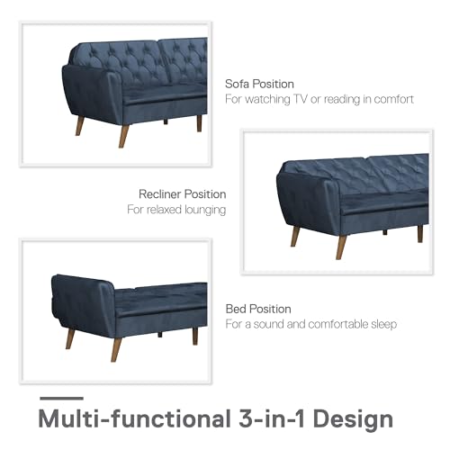 Novogratz Tallulah Memory Foam Futon Convertible Couch, Camel Faux Leather F5939