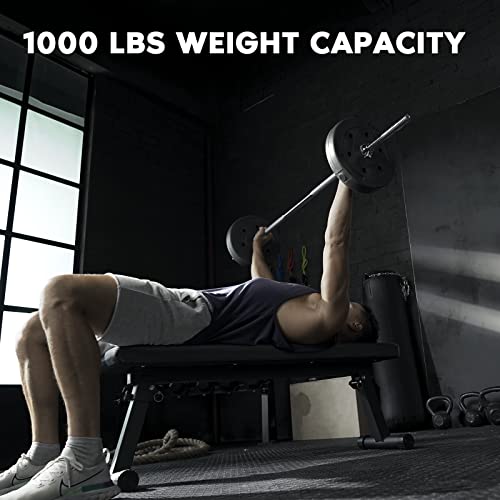 FLYBIRD Flat Bench, Foldable Weight Bench for Strength Training N1742