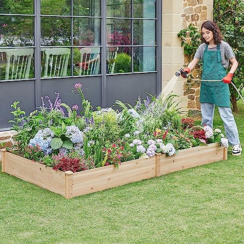 Yaheetech 8×2ft Wooden Raised Garden Bed for Flowers Vegetables Herbs Outdoor E283112