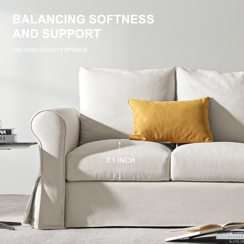 Classic 3 Seater White Slipcovered Sofa with Rolled Arm C52519