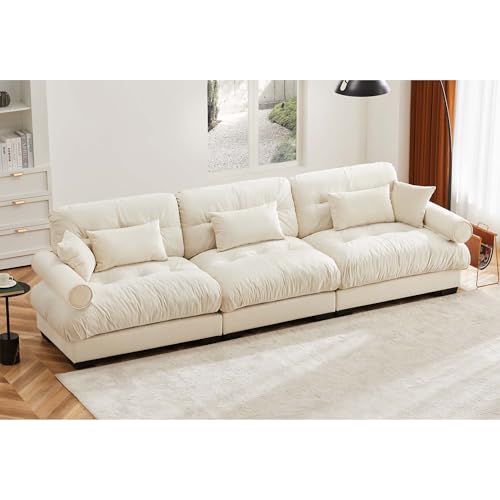 130" Modular Sectional Sofa with Movable Ottoman, Velvet Upholstered, Green Y4976