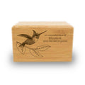 Oneworld Memorials Bamboo Box Cremation Urn - Large 200 Pounds - Natural Brown Hummingbird