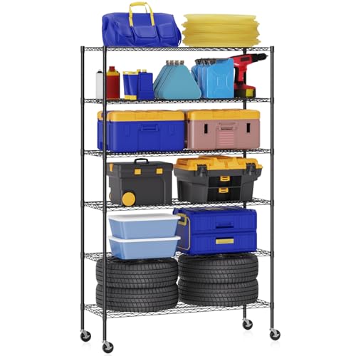 4 Tier NSF Wire Shelving Unit Heavy Duty Steel Storage Rack, Black X19089