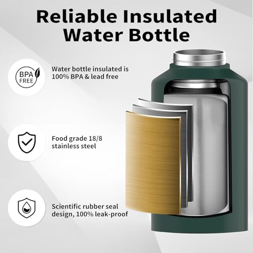 128oz Insulated Stainless Steel Water Bottle with Handle, Black W803