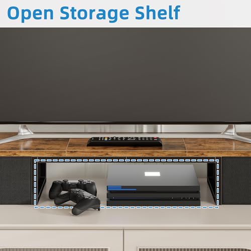 TV Riser with Fabric Drawers for 32-60 inch TV, Rustic Brown G130187