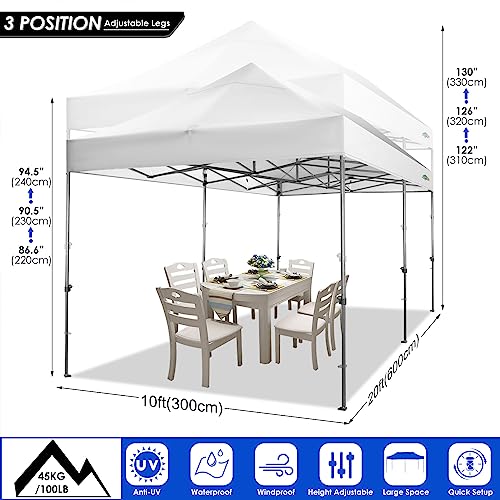 COBIZI 10x20 Heavy Duty Pop Up Canopy Tent with 6 Sidewalls, White A84790