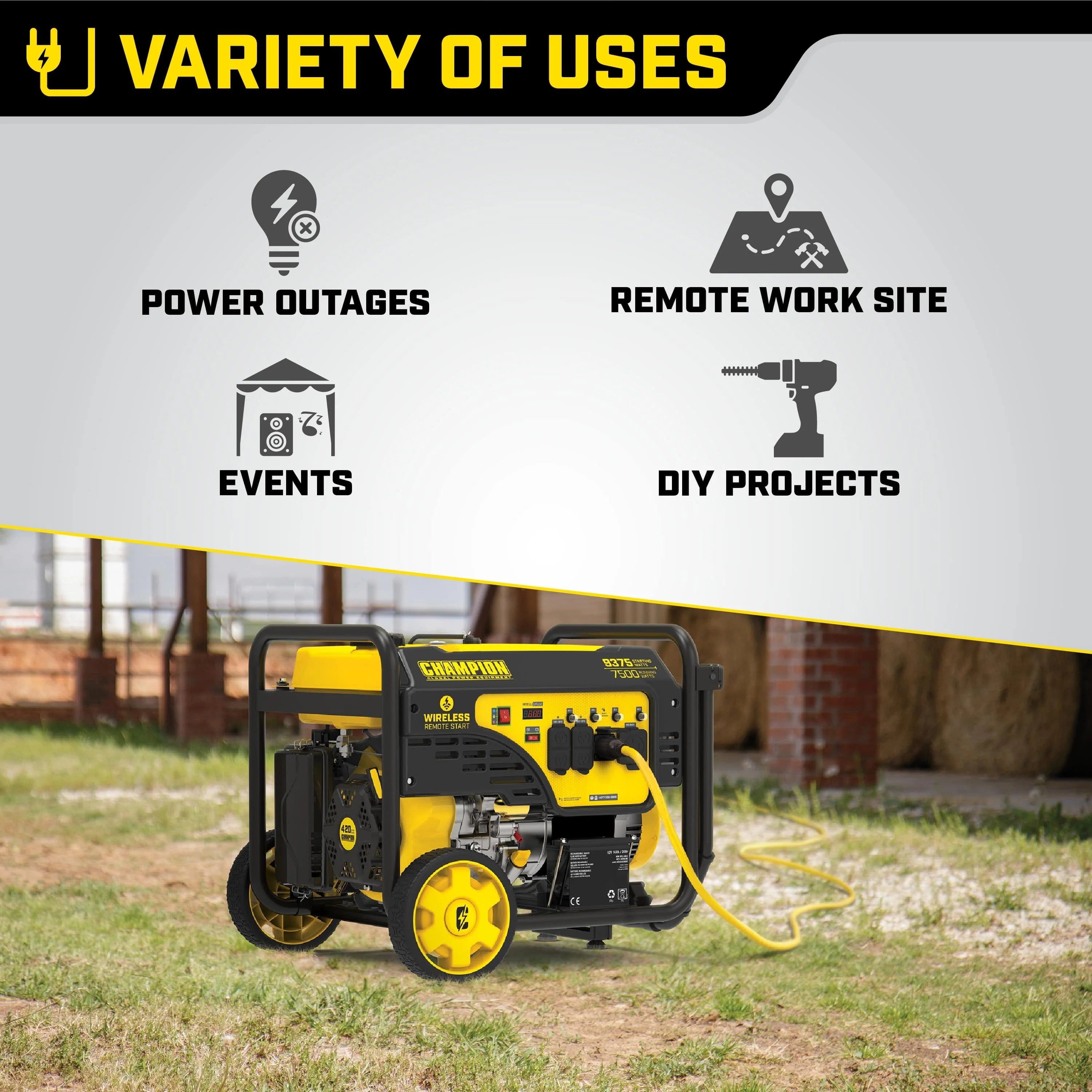 Champion Power Equipment 9375/7500W Portable Generator with Remote Start I155