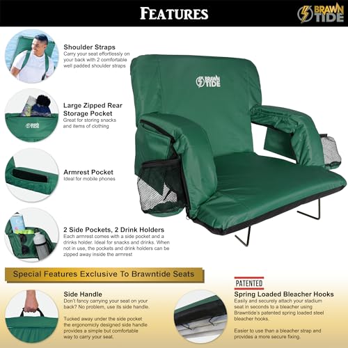 BRAWNTIDE Stadium Seat with Back Support, Cushion, Cup Holders J7745