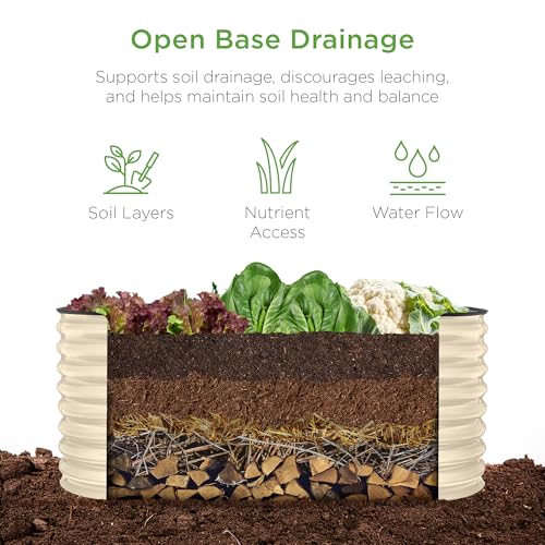 Best Choice Products 8x2x2ft Metal Raised Garden Bed Oval Planter Box for Vegetables, Herbs B5622
