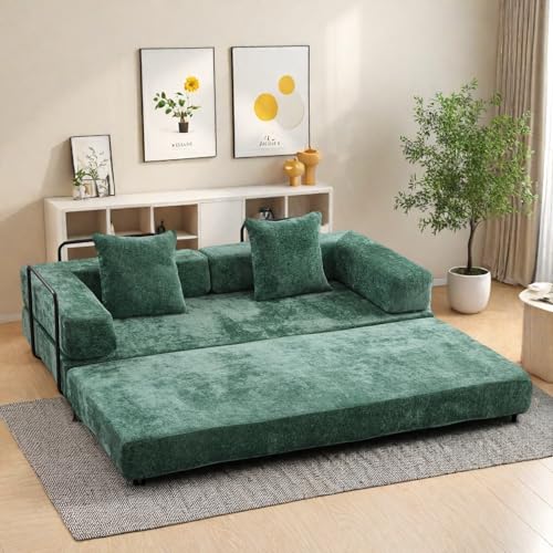 Corduroy Floor Sofa Bed with Backrest, Armrest and 2 Pillows, Dark Gray L776530