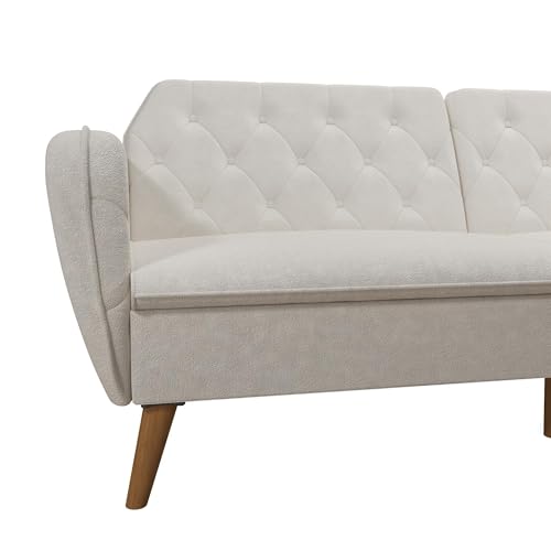 Novogratz Tallulah Memory Foam Futon Convertible Couch, Camel Faux Leather F5939