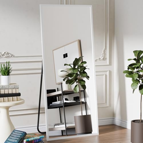Koonmi Large Full Length Mirror with Stand, Aluminum Alloy Frame, Black G7504