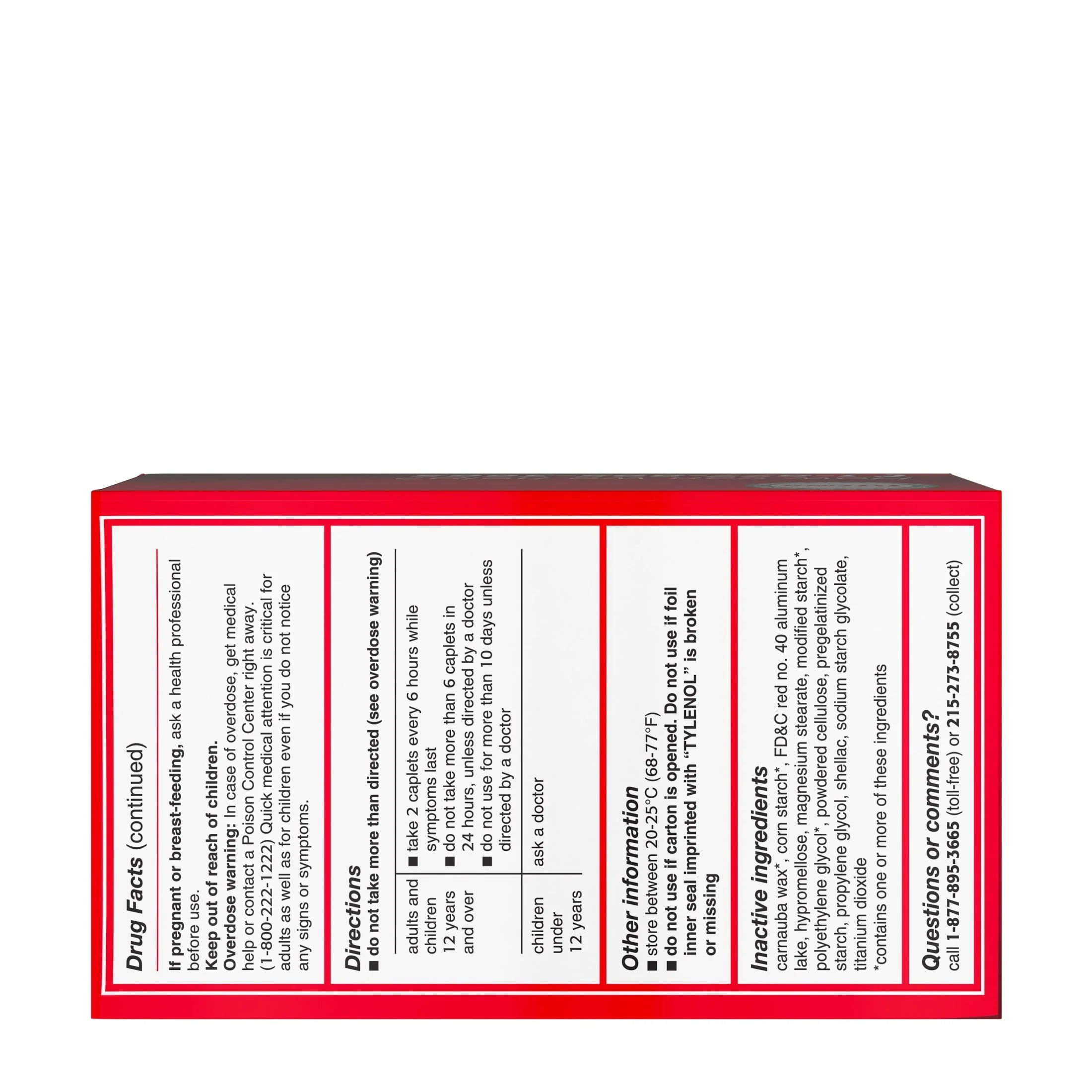 Tylenol Extra Strength Caplets, 500 mg Acetaminophen, 100 Ct T12507