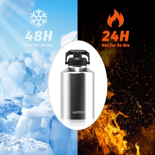 128oz Insulated Stainless Steel Water Bottle with Handle, Black W803