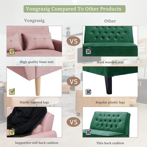 Vongrasig 47" Modern Loveseat Sofa, Mid Century Linen Fabric, Dark Gray O910