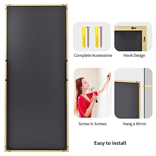 Koonmi Large Full Length Mirror with Stand, Aluminum Alloy Frame, Black G7504