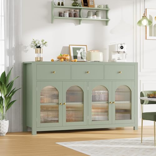 FINETONES Buffet Cabinet with Storage, 55.1" Farmhouse Sideboard, Black C356454
