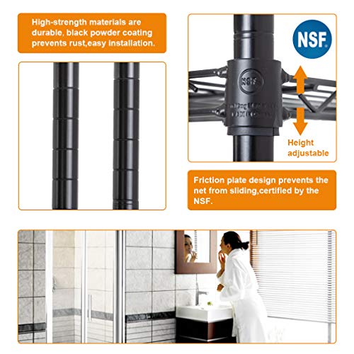 4 Tier NSF Wire Shelving Unit Heavy Duty Steel Storage Rack, Black X19089