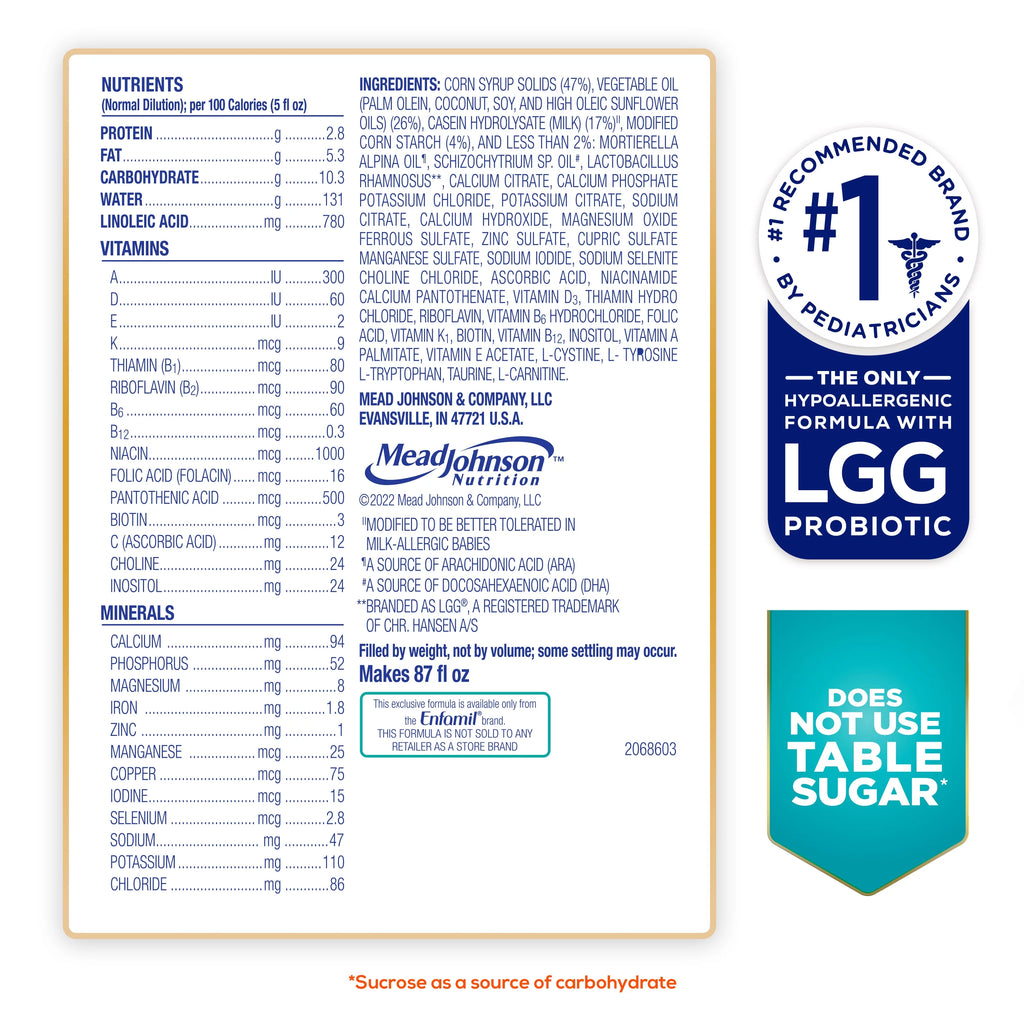 Enfamil Nutramigen Hypoallergenic Lactose Free Infant Formula Powder, 27.8 Oz L895