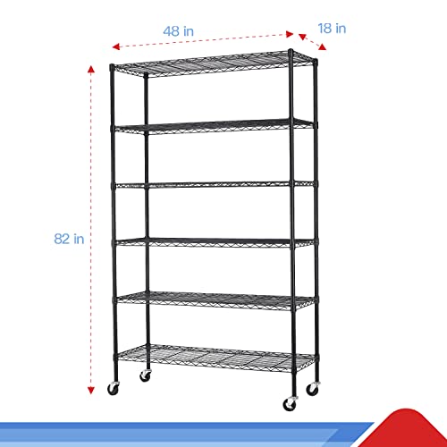 4 Tier NSF Wire Shelving Unit Heavy Duty Steel Storage Rack, Black X19089
