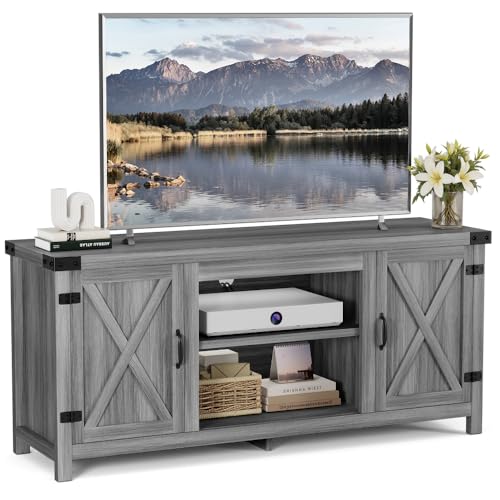 YESHOMY Modern Farmhouse TV Stand for TVs up to 65 Inch, Gray Wash O551446