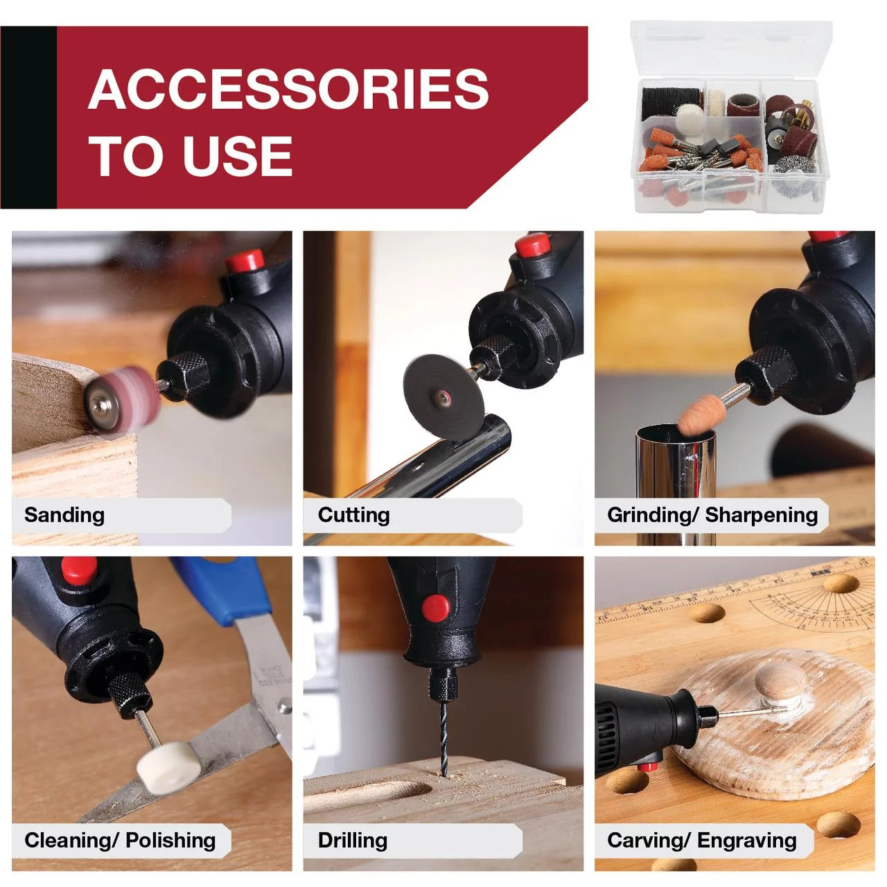 Hyper Tough 1.5 Amp Corded Rotary Tool with 105 Accessories & Storage Case R709387