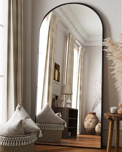 Arched Full Length Floor Mirror 76"x34" Black Freestanding I957