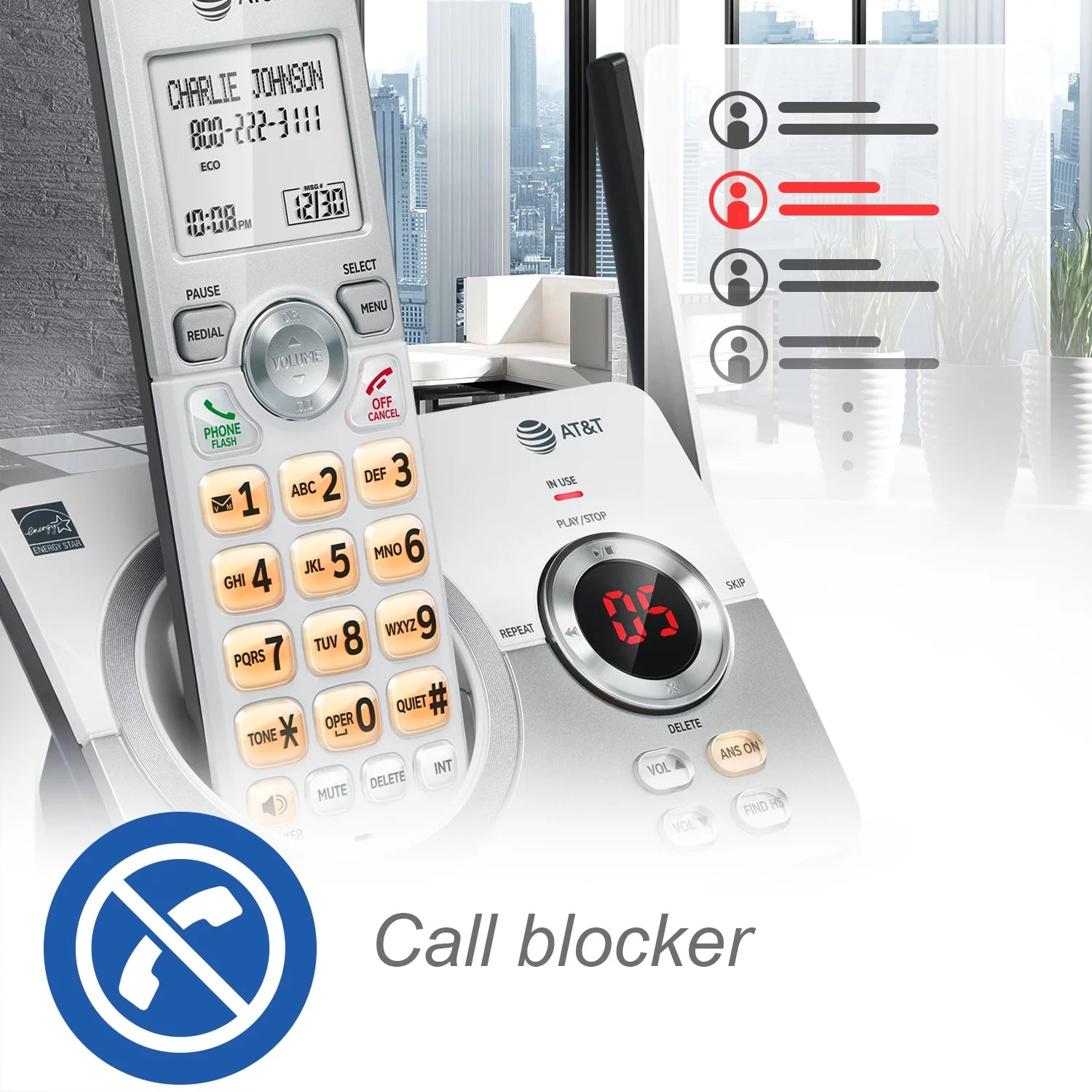 AT&T 4-Handset Cordless Phone with Answering System and Call Block, EL52429 I332155