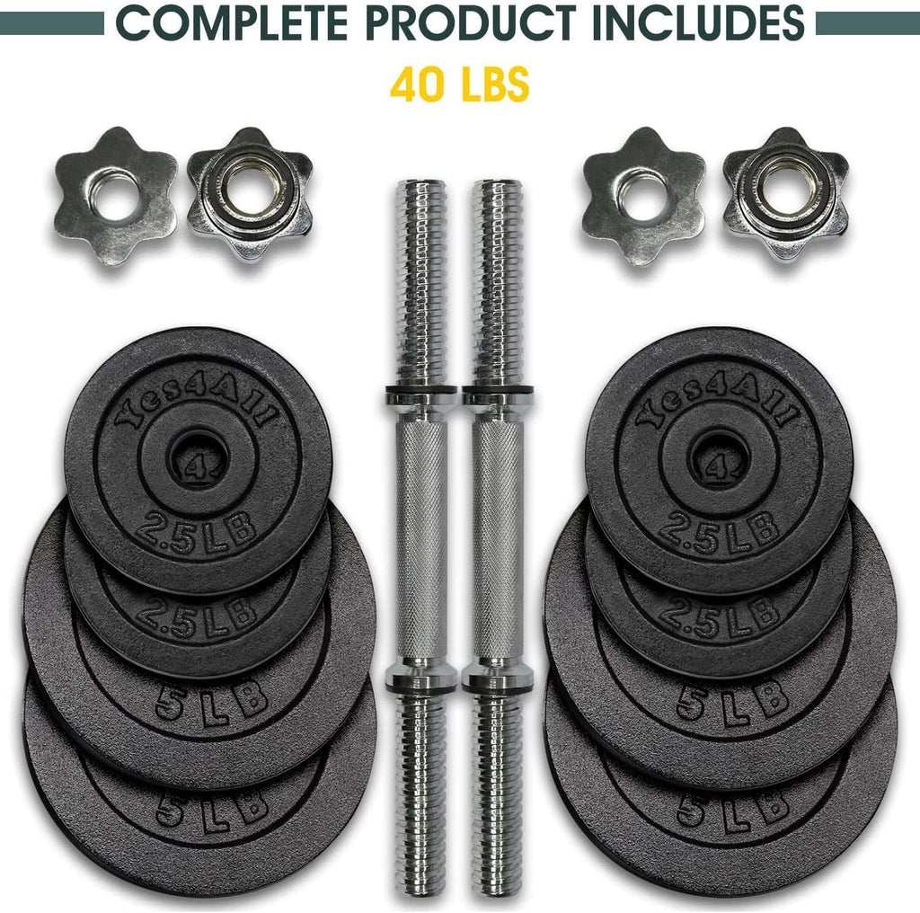 Yes4All 60 lbs Adjustable Dumbbell Set, Cast Iron Pair G3731
