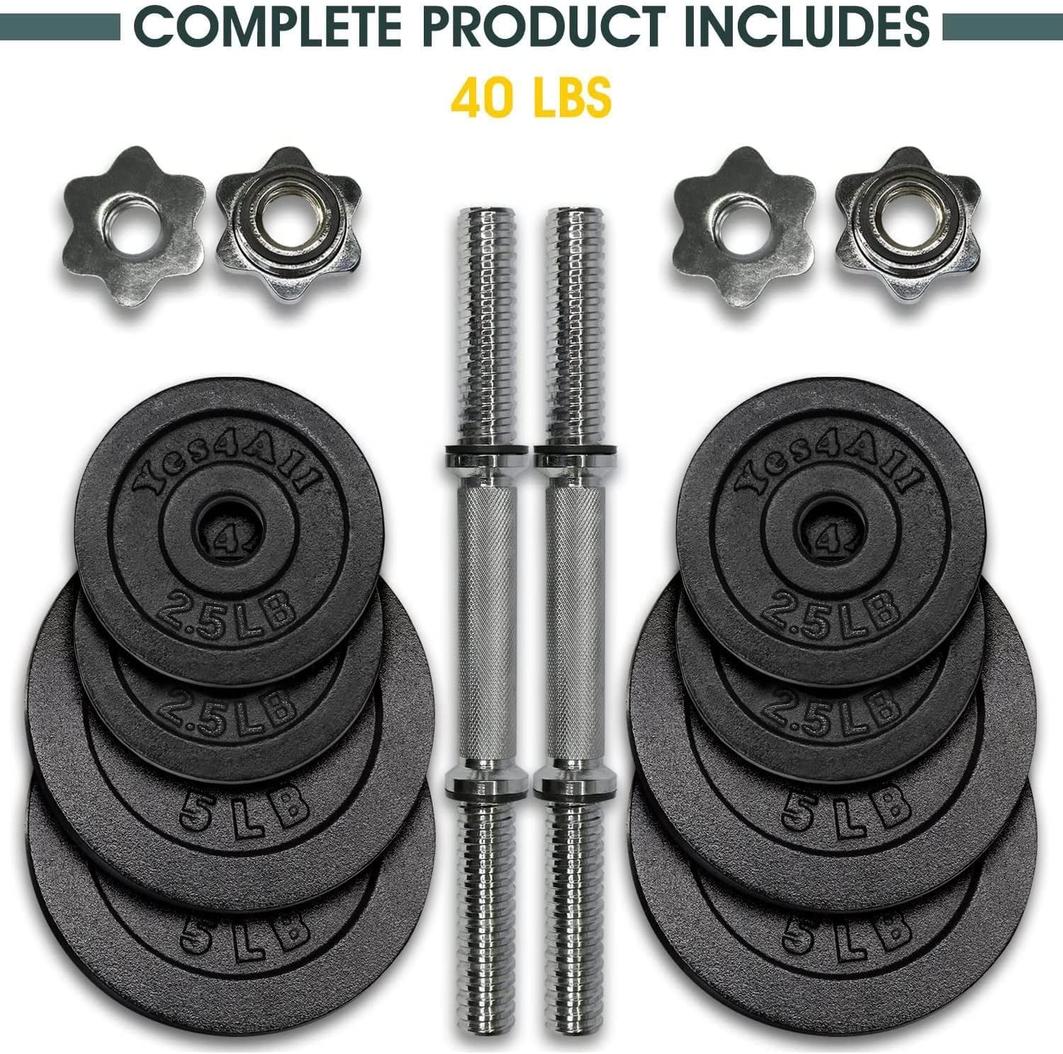Yes4All 60 lbs Adjustable Dumbbell Set, Cast Iron Pair G3731