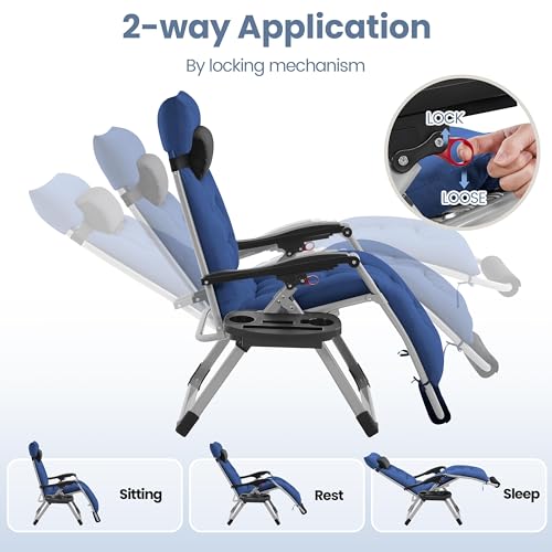 Yaheetech Zero Gravity Chair Folding Recliner with Removable Pad and Headrest, Gray Q7795