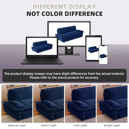 Queen Size Futon Sofa Bed with 2 Pillows, Blue V9731
