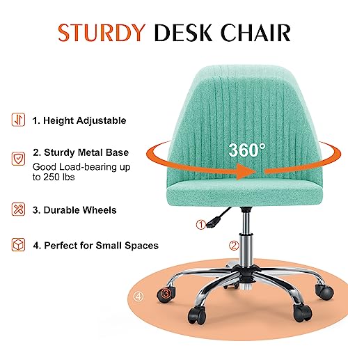 Sweetcrispy Armless Office Chair with Wheels, Adjustable Swivel Task Chair S259576