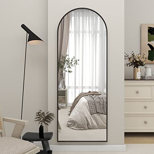 BEAUTYPEAK 65"x24" Arched Full Length Floor Mirror, Black D361