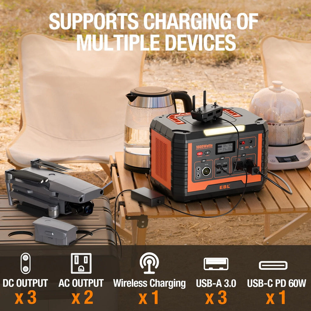 EBL 2-Pack Portable Power Station 1000W Solar Generator 270000mAh Y877